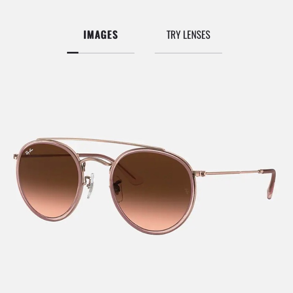 Ray Ban Round Double Bridge Sunglasses Brown Gradient and Pink Frame. Like new!